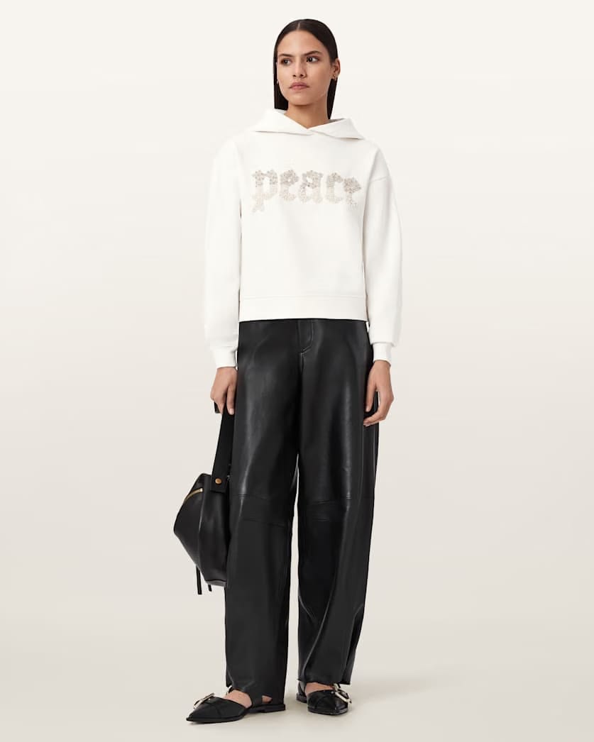 AllSaints Peace Pippa Embellished Hoodie Women's Optic White Women's