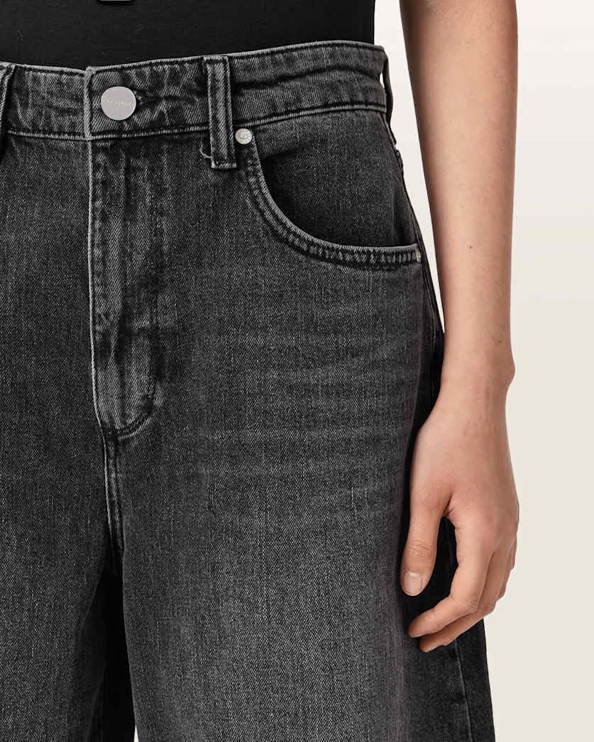 AllSaints Payton Barrel Leg Denim Jeans Women's Washed Black Women's