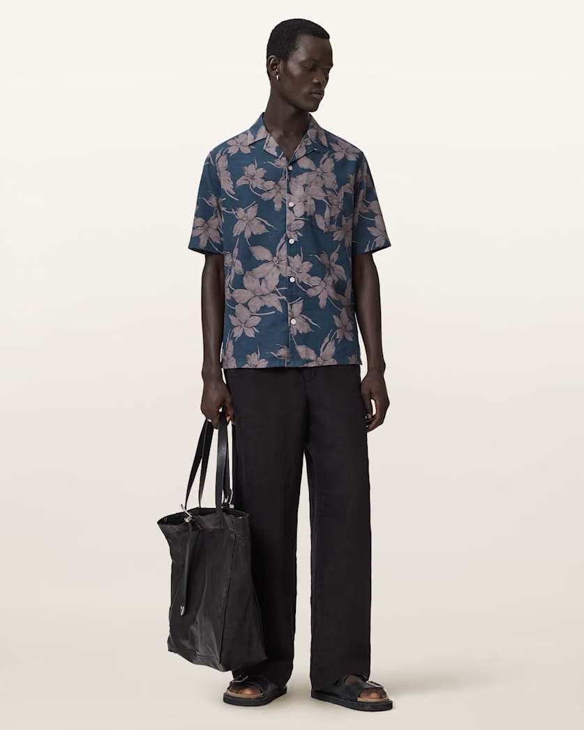 AllSaints Parterre Relaxed Fit Short Sleeve Shirt Bay Blue
