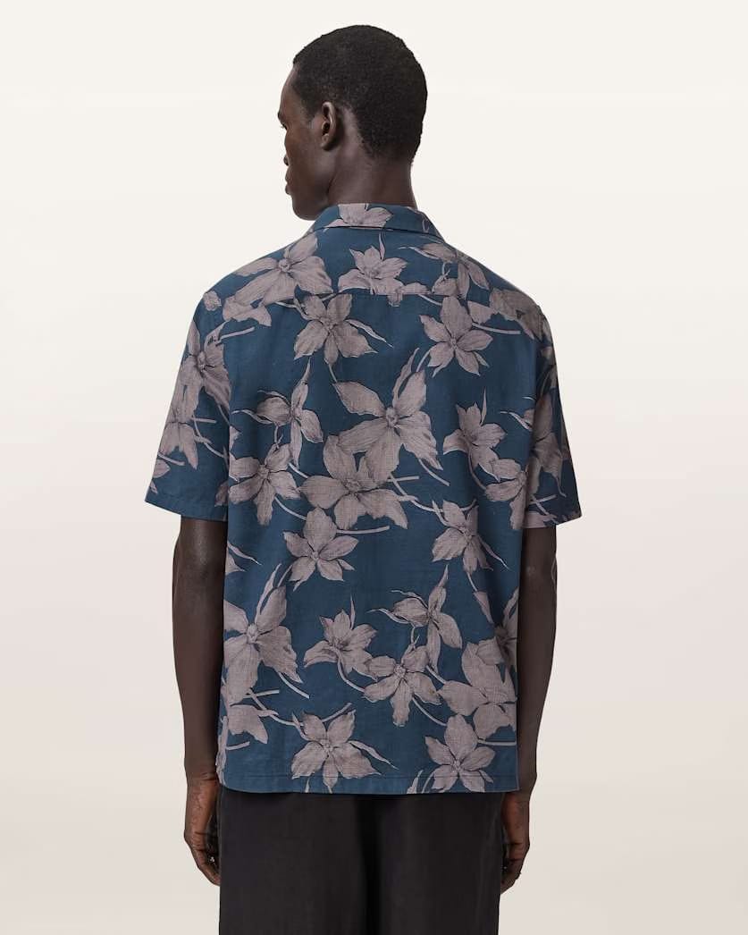 AllSaints Parterre Relaxed Fit Short Sleeve Shirt Bay Blue