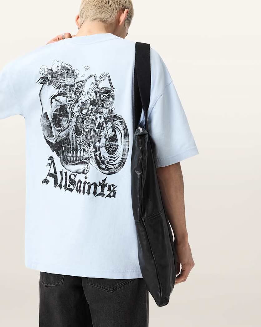 AllSaints Panhead Oversized Graphic T Shirt Villa Blue