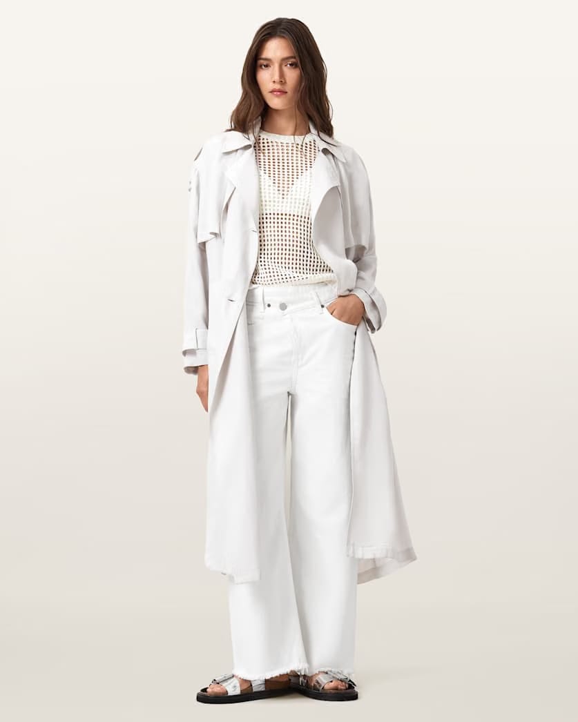 AllSaints Paloma Open Knit T-Shirt Women's Chalk White Women's