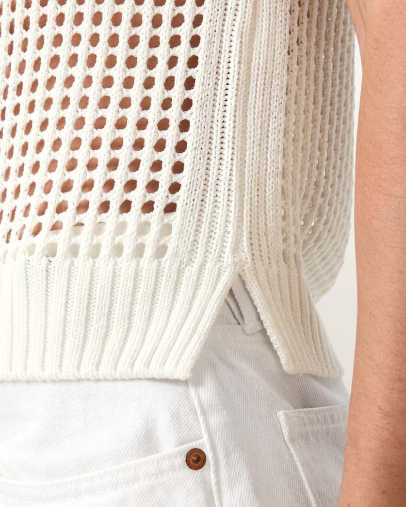 AllSaints Paloma Open Knit T-Shirt Women's Chalk White Women's