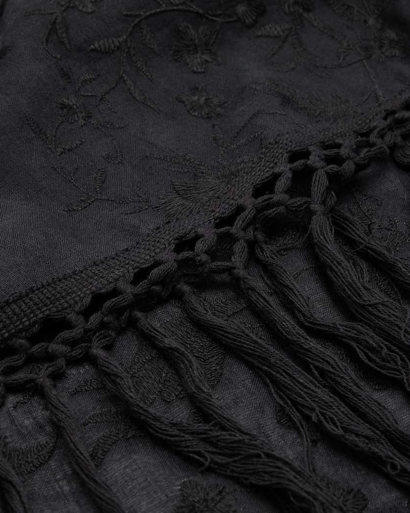 AllSaints Otto Embroidered Ruana Scarf Women's Black Women's