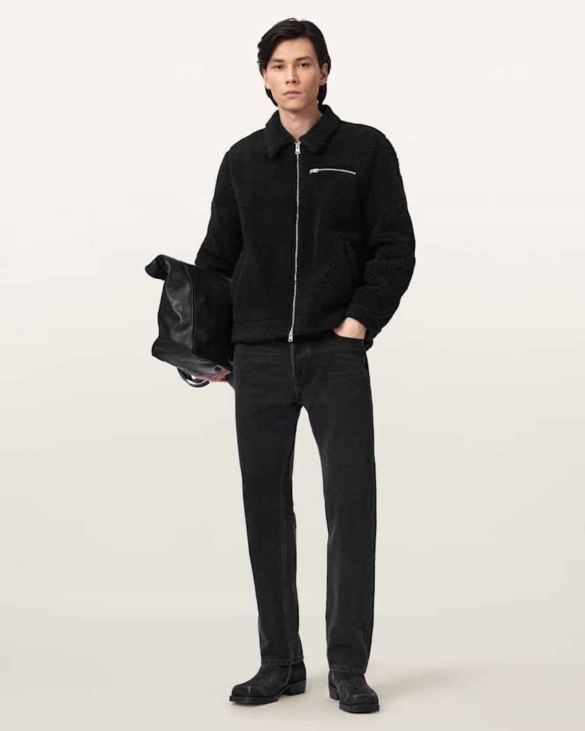 AllSaints Otis Sherpa Jacket Jet Black
