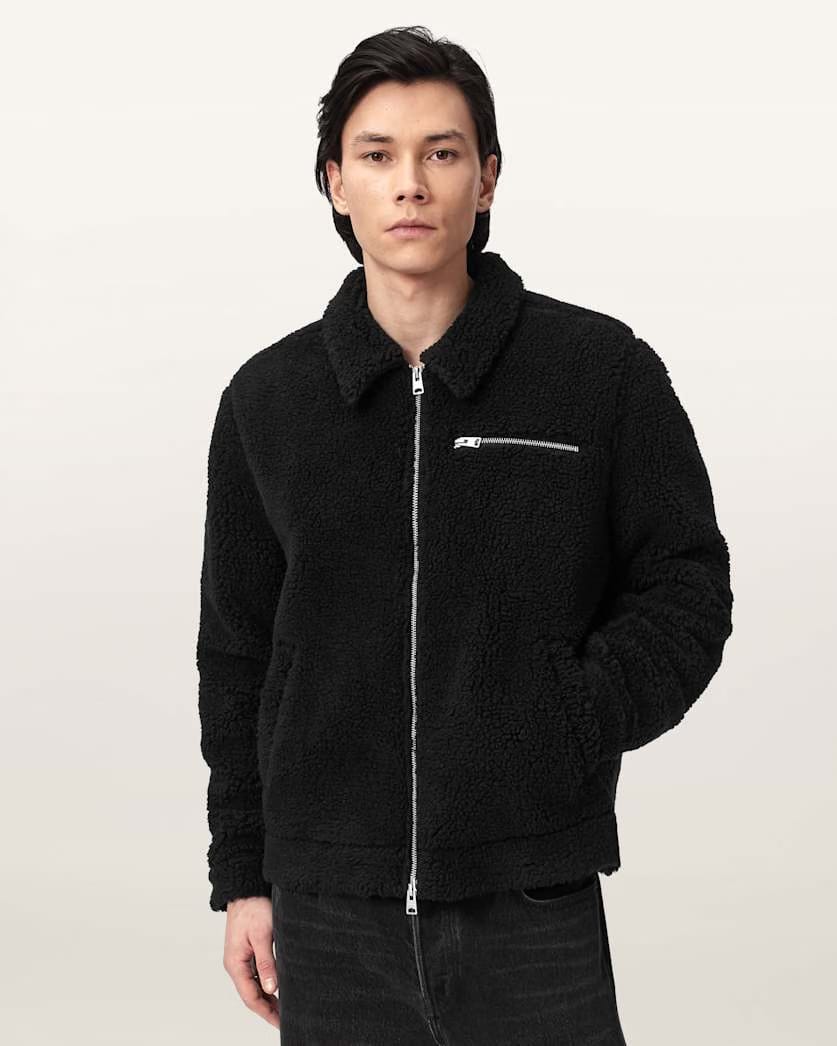 AllSaints Otis Sherpa Jacket Jet Black