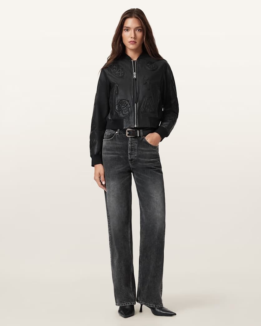 AllSaints Orten 94 Leather Bomber Jacket Women's Black Women's