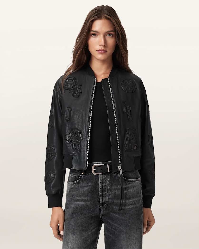 AllSaints Orten 94 Leather Bomber Jacket Women's Black Women's