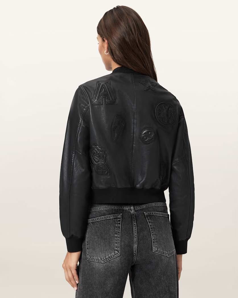 AllSaints Orten 94 Leather Bomber Jacket Women's Black Women's