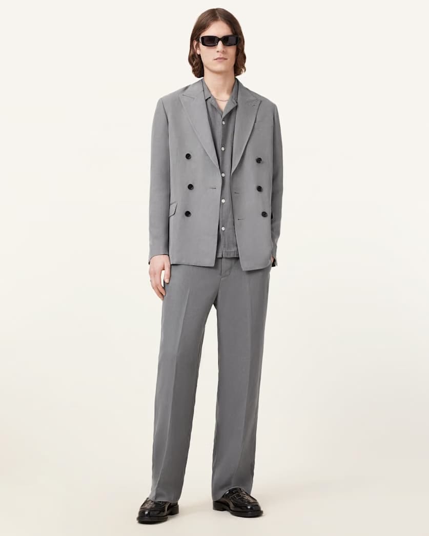 AllSaints Orpheus Relaxed Fit Tailored Pants Machine Grey