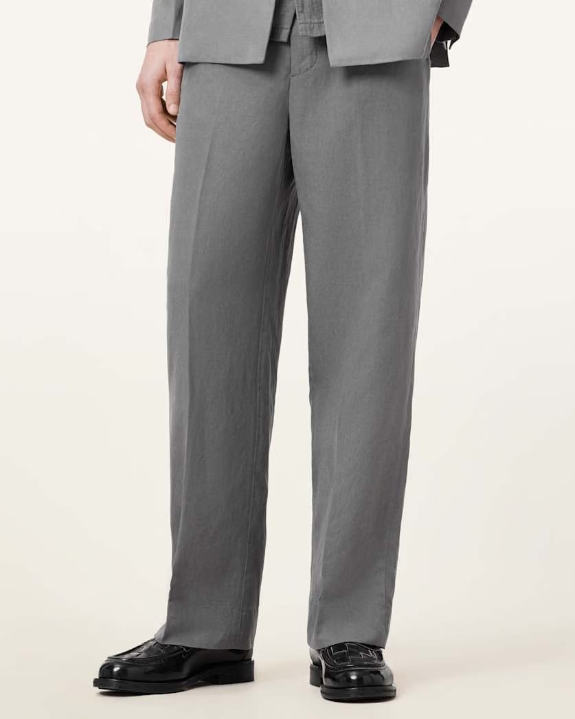 AllSaints Orpheus Relaxed Fit Tailored Pants Machine Grey
