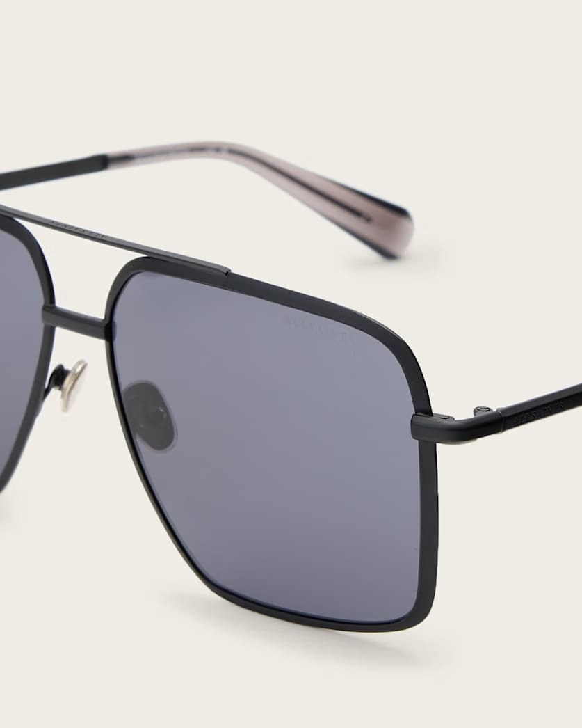 AllSaints Orien Square Aviator Sunglasses Women's Matte Black/Grey Women's
