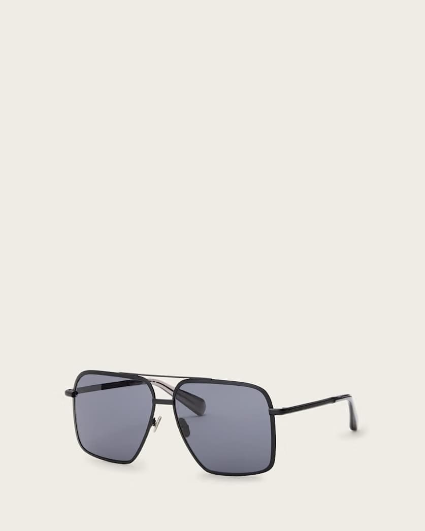 AllSaints Orien Square Aviator Sunglasses Women's Matte Black/Grey Women's