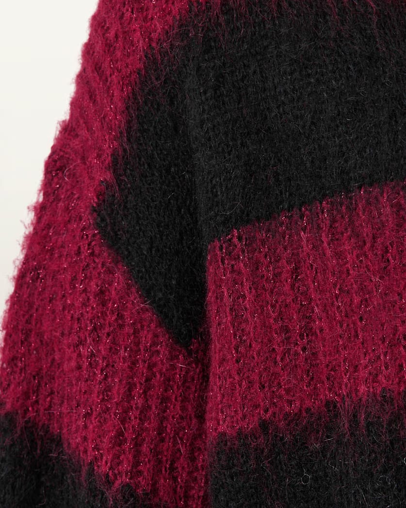 AllSaints Onyx Striped Relaxed Sweater Women's Black/Red Women's