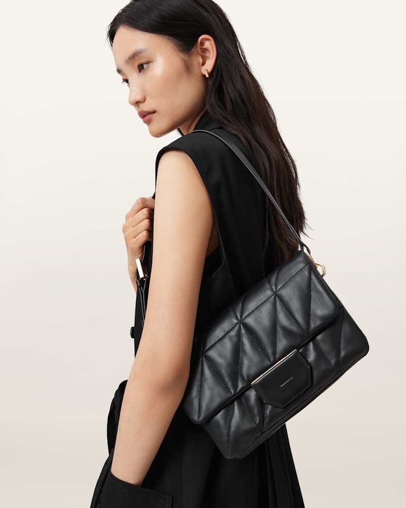 AllSaints Ondine Quilted Leather Shoulder Bag Women's Black Women's