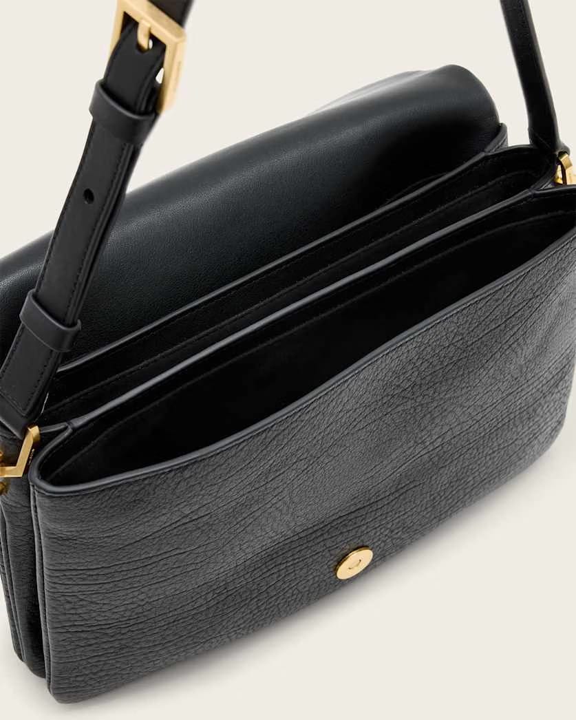 AllSaints Ondine Grain Leather Shoulder Bag Women's Black Women's