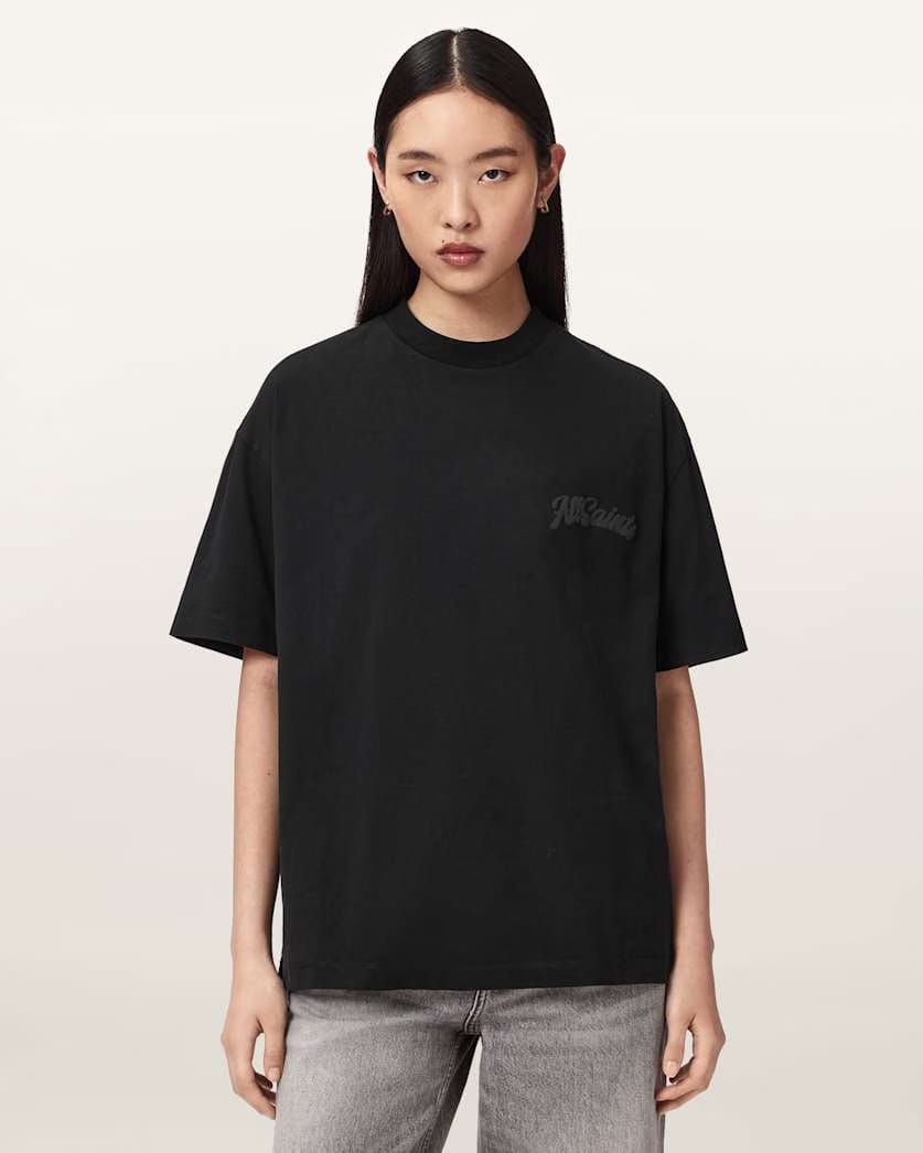 AllSaints Odyssey Etta Oversized T Shirt Women's Black Women's