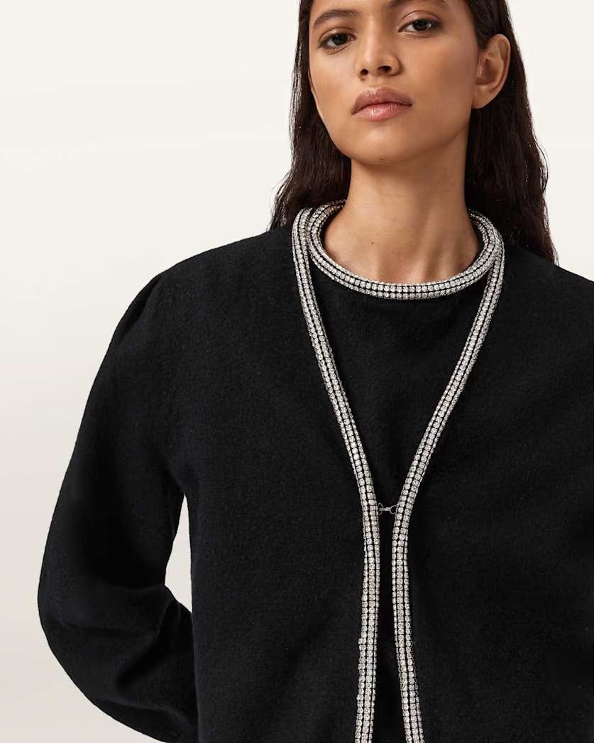 AllSaints Odell Embellished Wool Cardigan Women's Black Women's