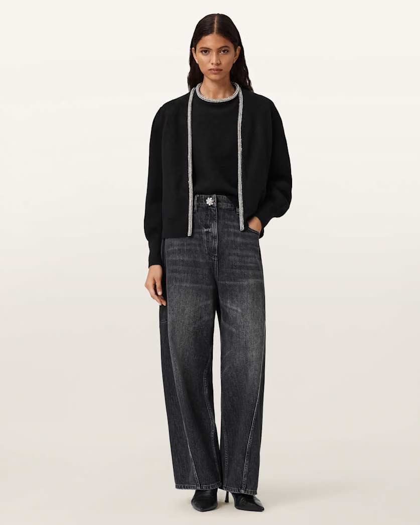 AllSaints Odell Embellished Wool Cardigan Women's Black Women's