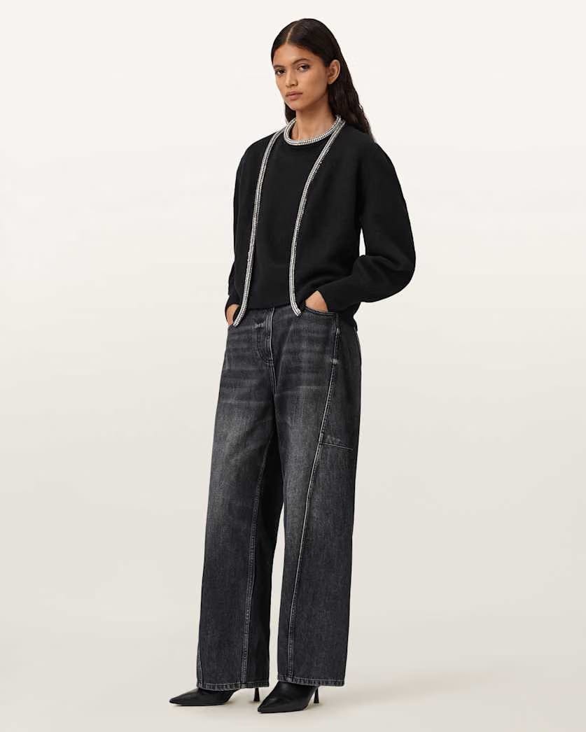 AllSaints Odell Embellished Wool Cardigan Women's Black Women's