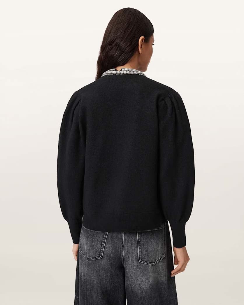 AllSaints Odell Embellished Wool Cardigan Women's Black Women's