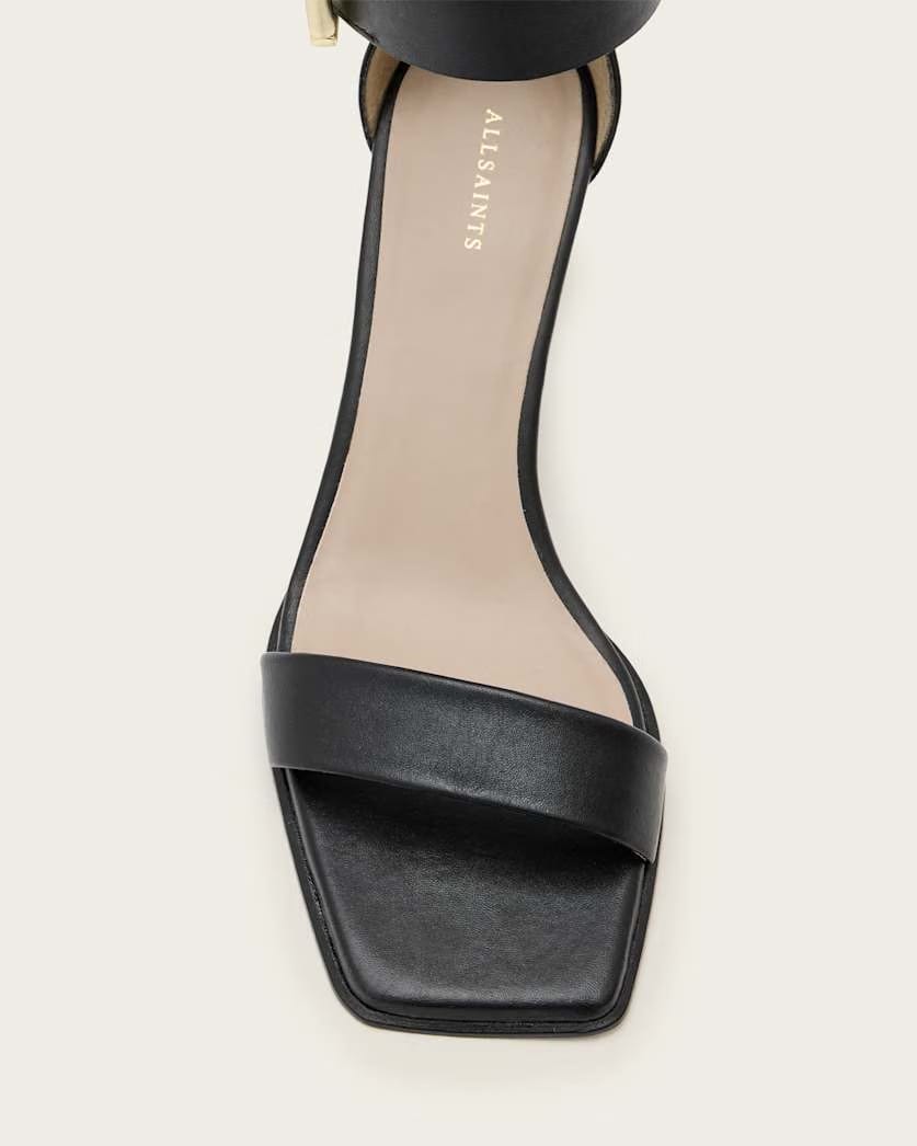 AllSaints Noir Leather Heeled Sandals Women's Black Women's