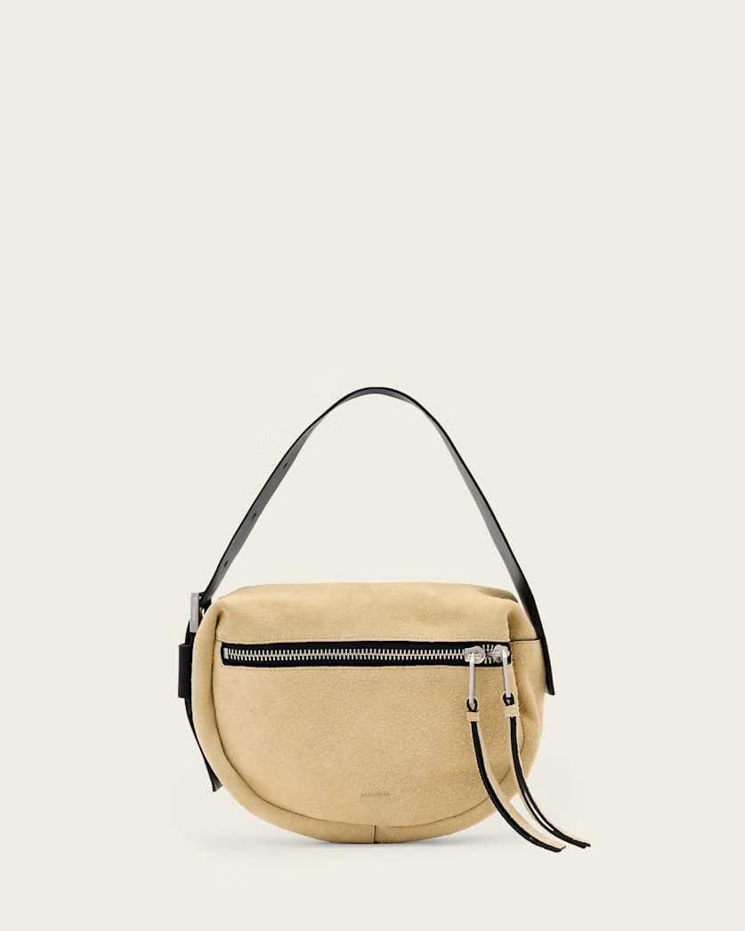 AllSaints Noemie Mini Suede Shoulder Bag Women's Sahara White Women's
