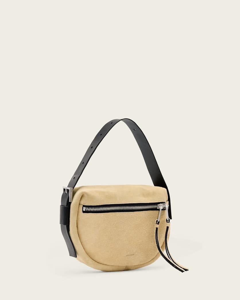 AllSaints Noemie Mini Suede Shoulder Bag Women's Sahara White Women's