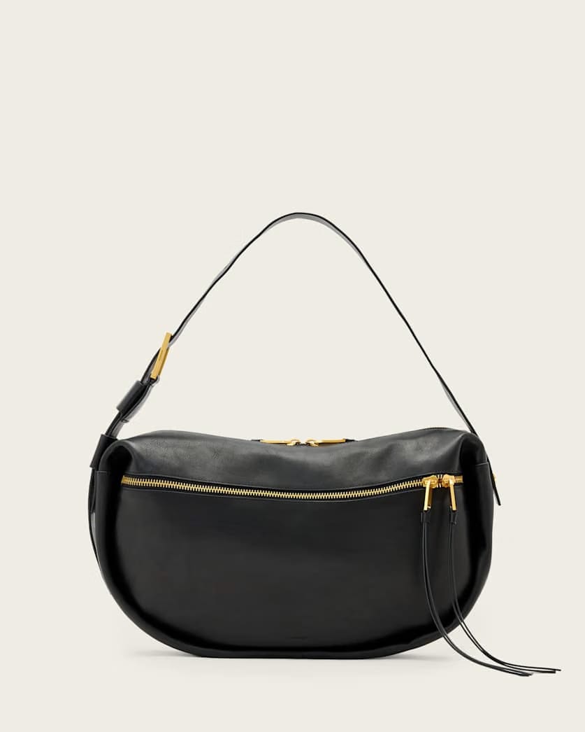 AllSaints Noemie Leather Shoulder Bag Women's Black Women's