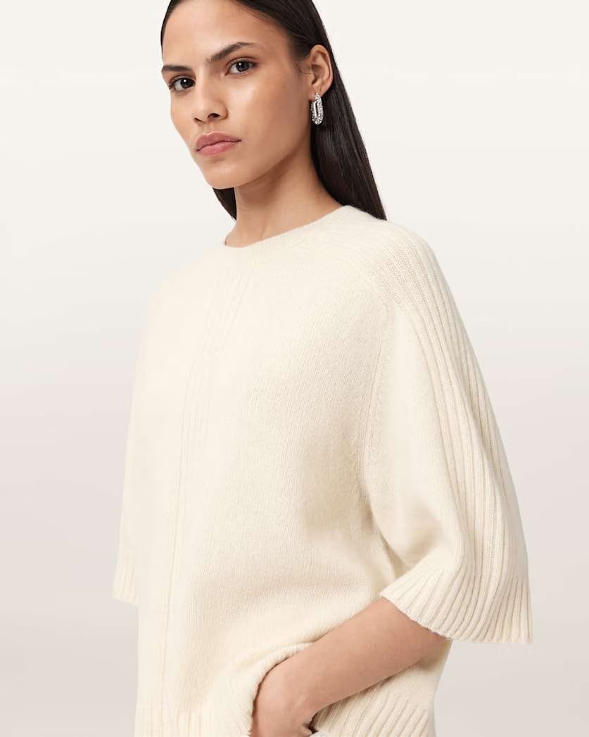 AllSaints Nix Cashmere Relaxed T Shirt Women's Chalk White Women's