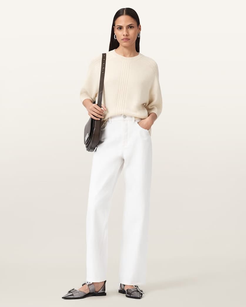 AllSaints Nix Cashmere Relaxed T Shirt Women's Chalk White Women's