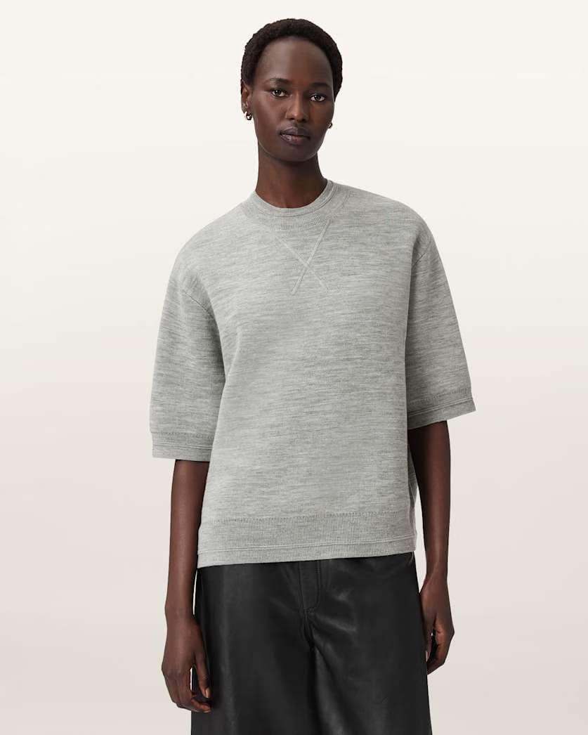 AllSaints Nika Relaxed Wool T Shirt Women's Grey Marl Women's