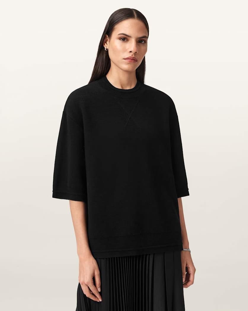 AllSaints Nika Relaxed Wool T Shirt Women's Grey Marl Women's