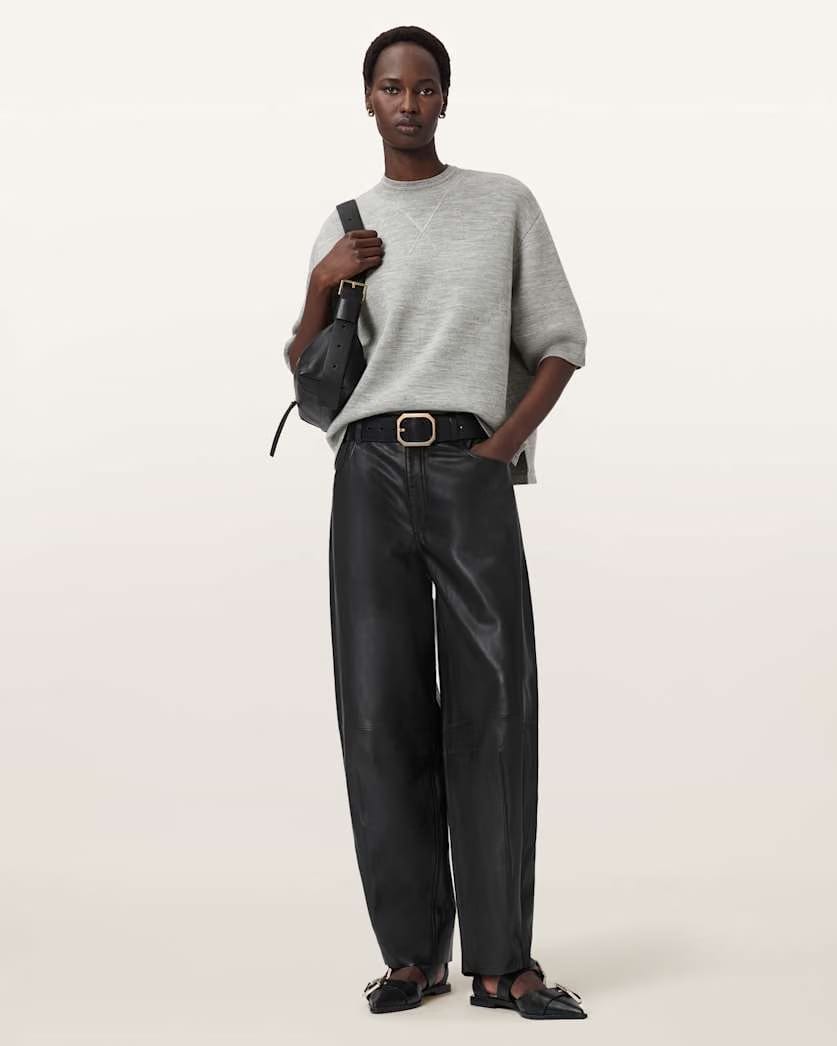 AllSaints Nika Relaxed Wool T Shirt Women's Grey Marl Women's
