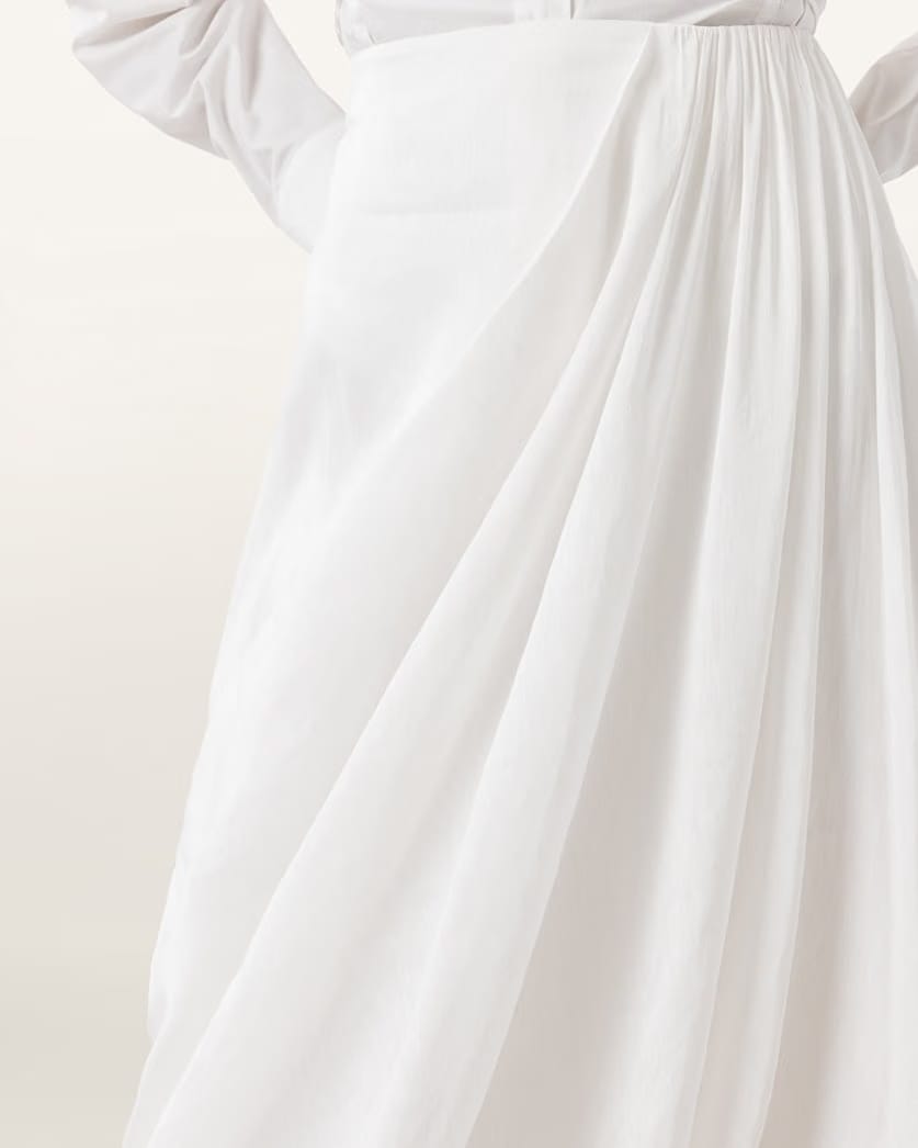 AllSaints Nia Draped Midi Skirt Women's Antique White Women's