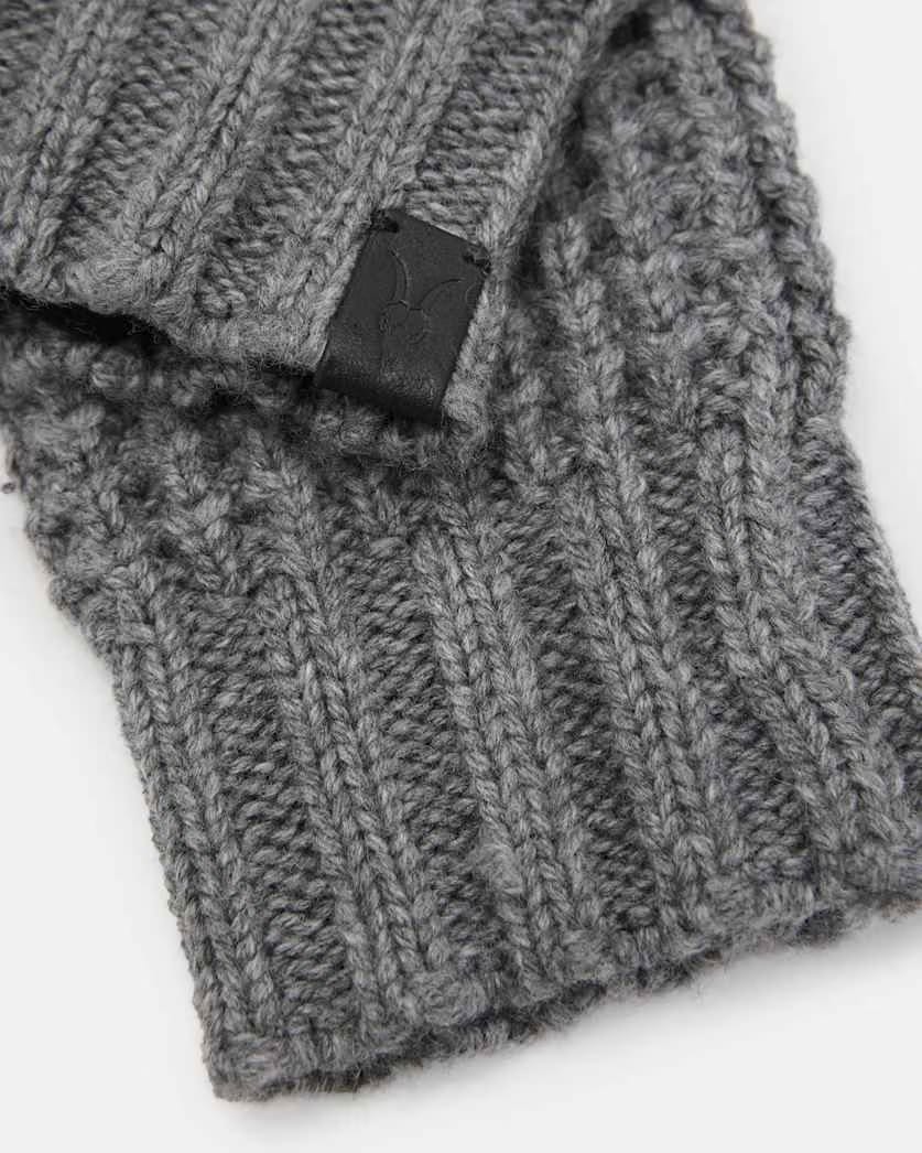 AllSaints Nevada Fingerless Wool Blend Gloves Grey Marl