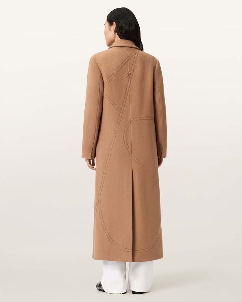 AllSaints Nellie Double Breasted Coat Women's Rattan Brown Women's