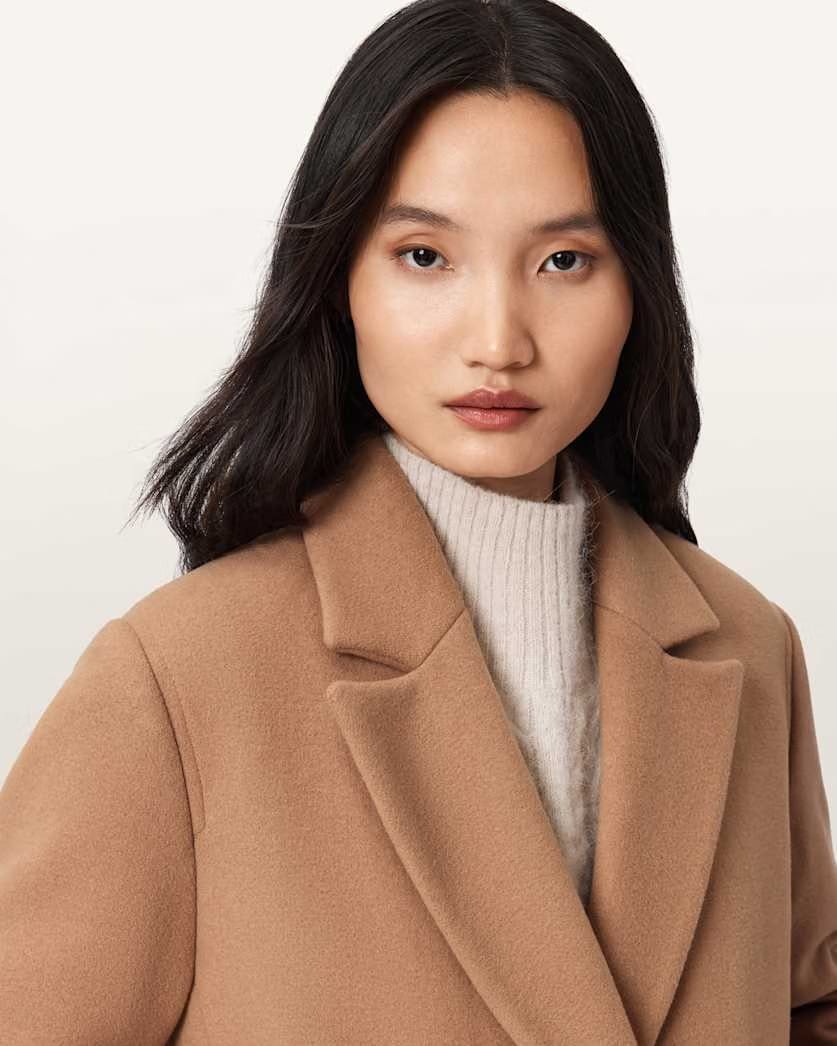 AllSaints Nellie Double Breasted Coat Women's Rattan Brown Women's