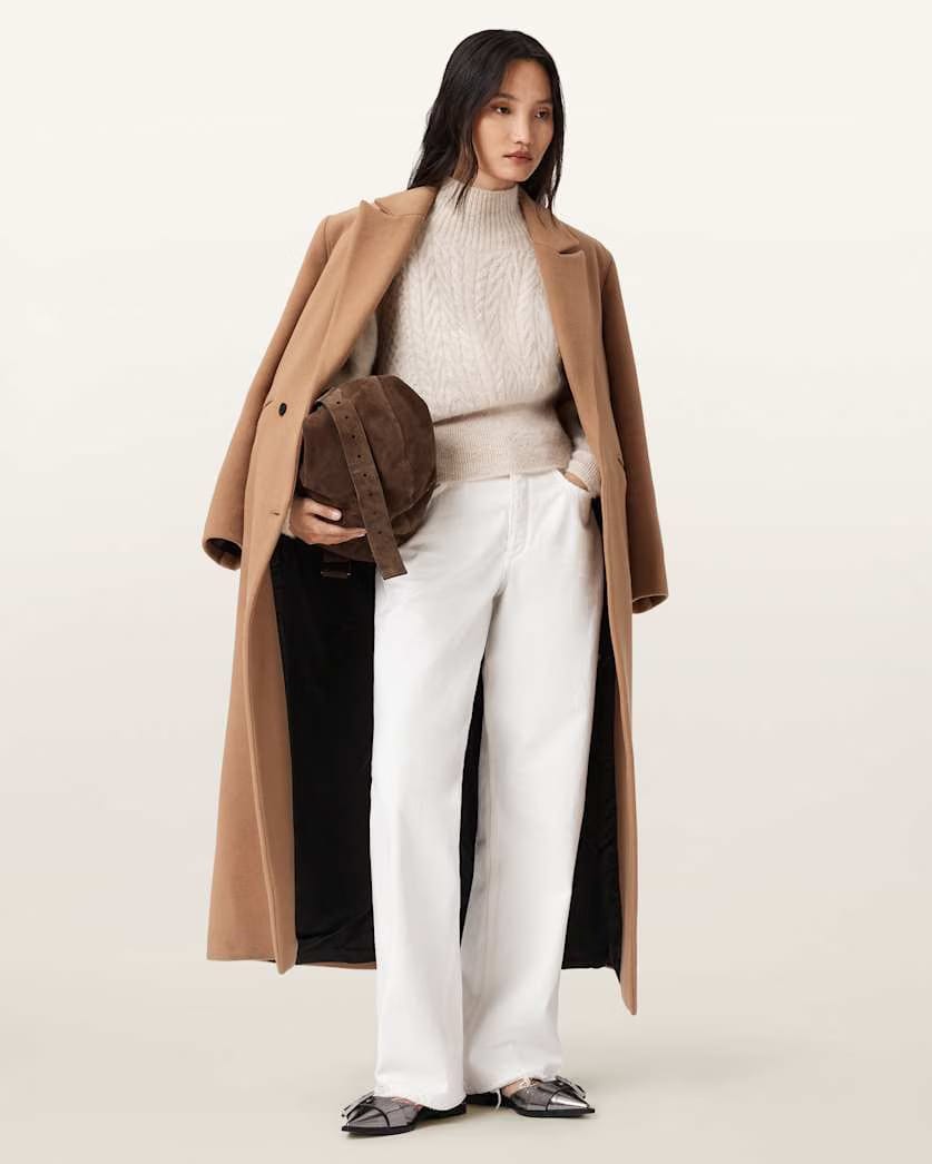 AllSaints Nellie Double Breasted Coat Women's Rattan Brown Women's