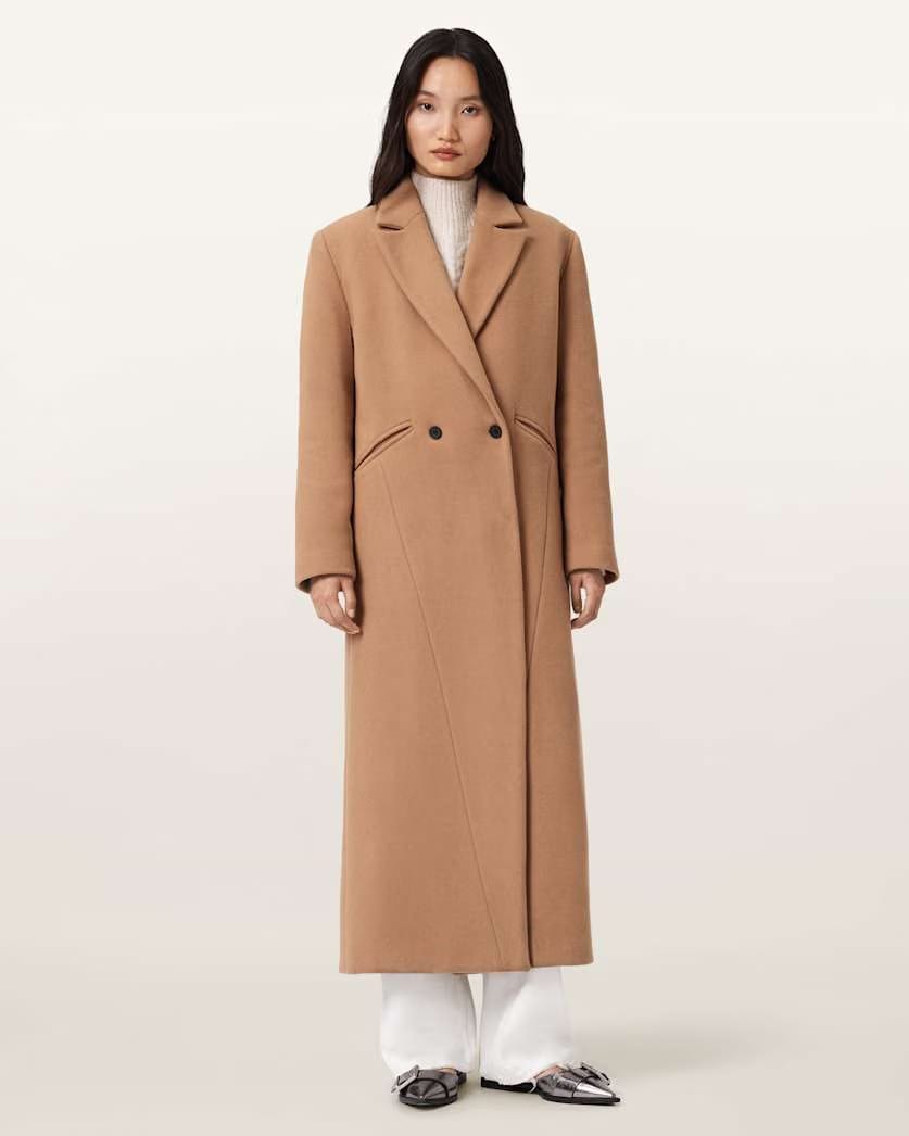 AllSaints Nellie Double Breasted Coat Women's Rattan Brown Women's