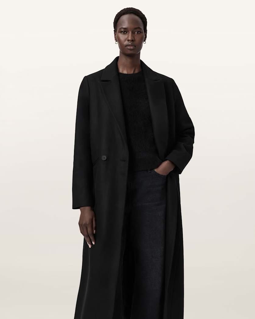 AllSaints Nellie Double Breasted Coat Women's Black Women's