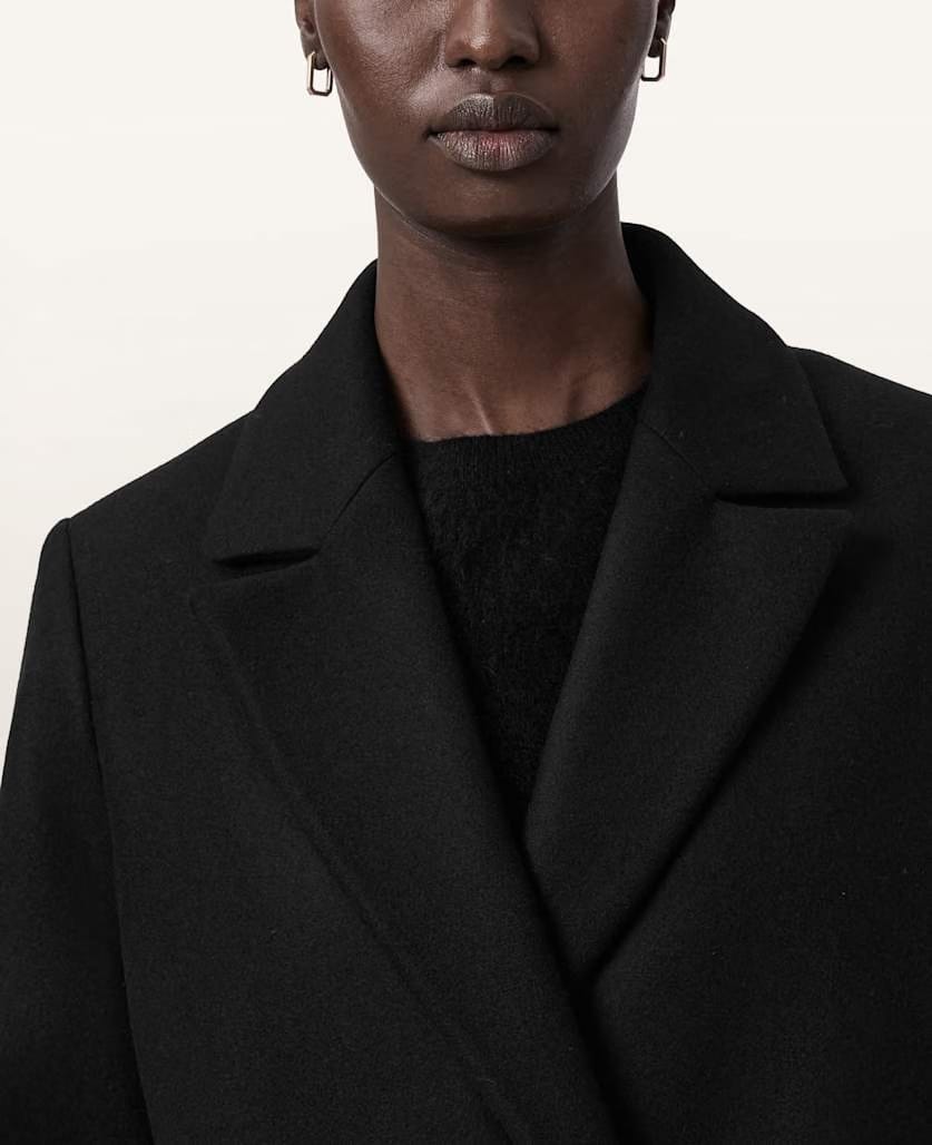 AllSaints Nellie Double Breasted Coat Women's Black Women's