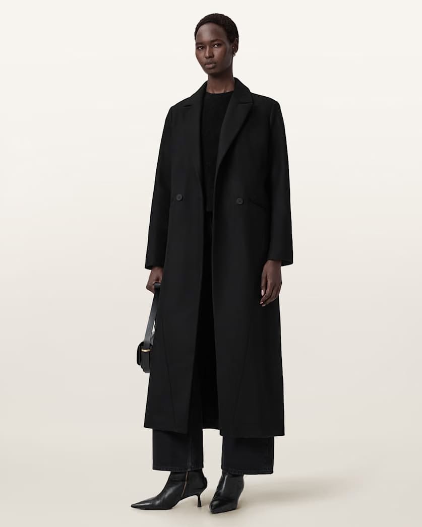AllSaints Nellie Double Breasted Coat Women's Black Women's