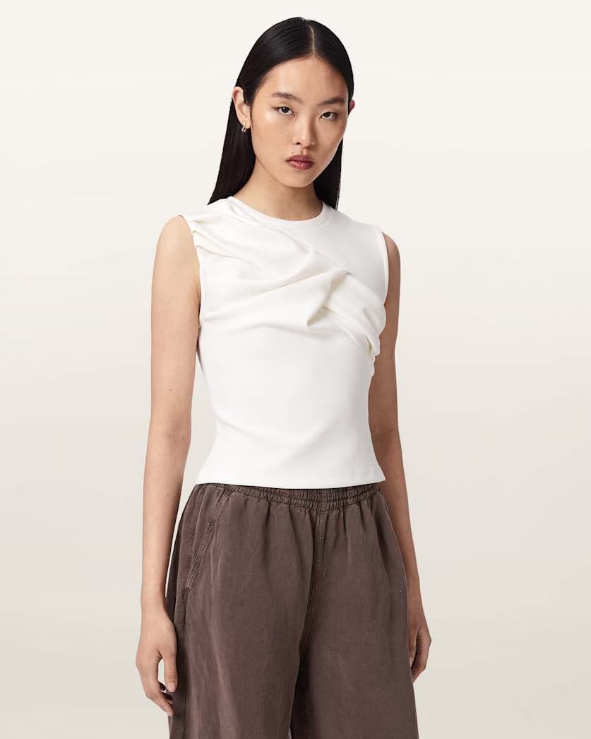 AllSaints Nella Slim Fit Sleeveless Tank Top Women's Fossil White Women's