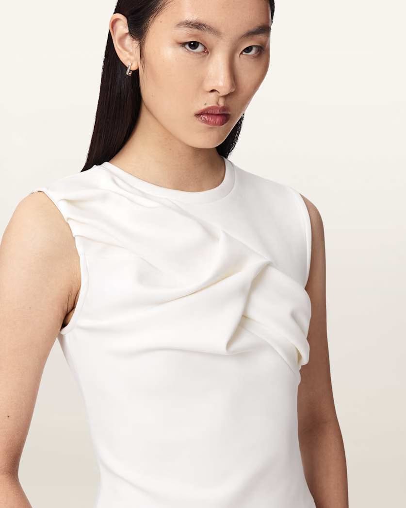 AllSaints Nella Slim Fit Sleeveless Tank Top Women's Fossil White Women's