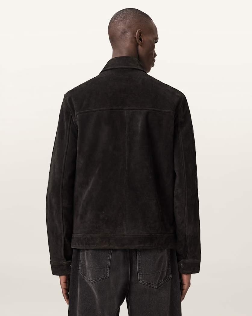 AllSaints Nates Suede Slim Fit Jacket Tanner Black