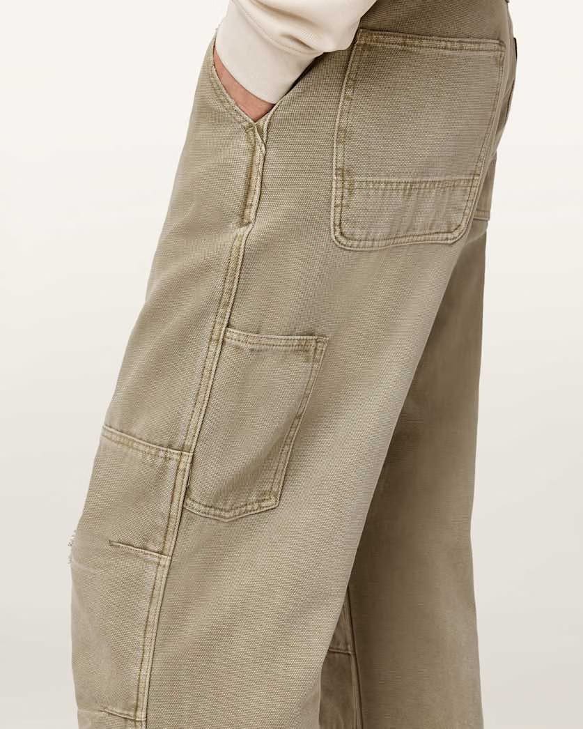 AllSaints Mullen Carpenter Wide Fit Denim Jeans Light Ash Green