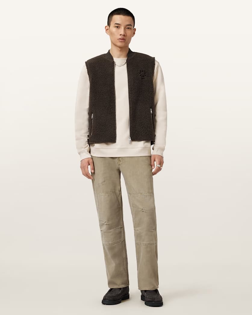 AllSaints Mullen Carpenter Wide Fit Denim Jeans Light Ash Green