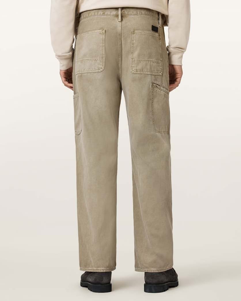AllSaints Mullen Carpenter Wide Fit Denim Jeans Light Ash Green