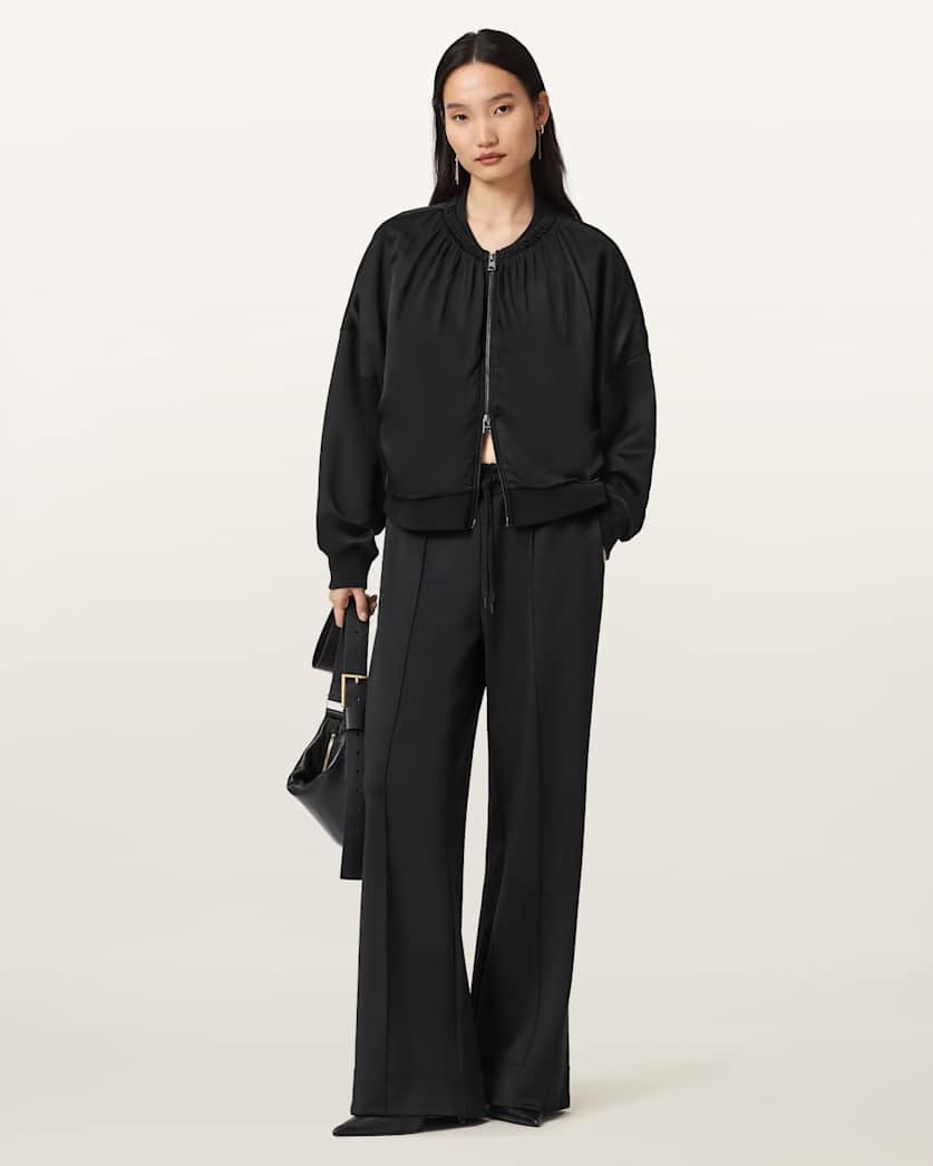 AllSaints Mirri Wide Leg Jersey Joggers Women's Black Women's
